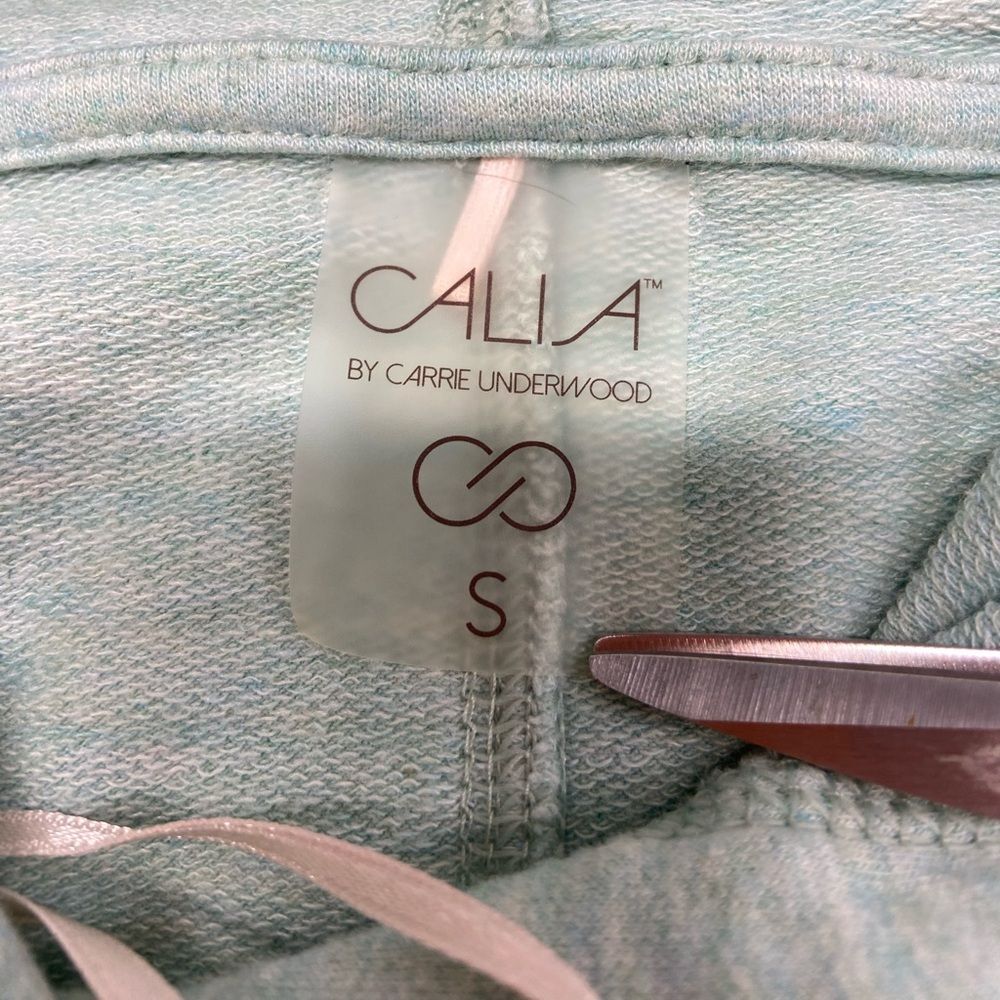 CALIA Cropped Short Sleeve Green Hooded Sweatshirt Size Small - Picture 6 of 8